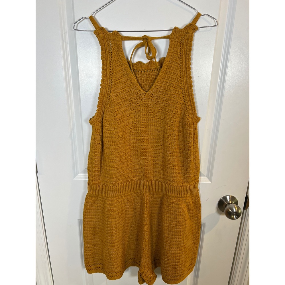 Universal Thread Womens Romper Knit Drawstring Waist Mustard Yellow Size Large - Picture 3 of 5
